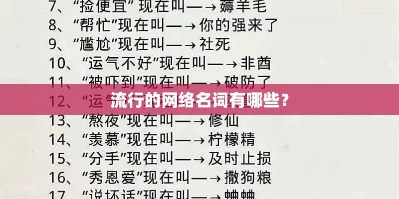 流行的网络名词有哪些？