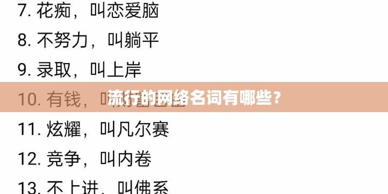 流行的网络名词有哪些？