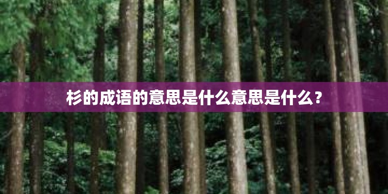 杉的成语的意思是什么意思是什么？