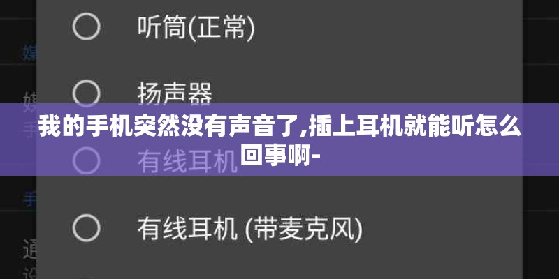 我的手机突然没有声音了,插上耳机就能听怎么回事啊-