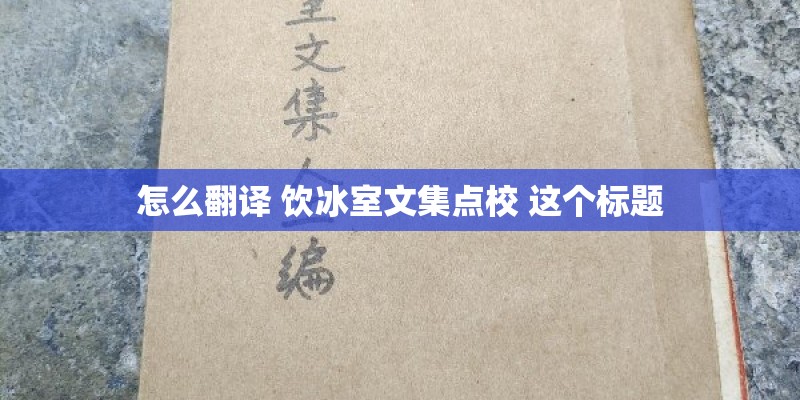 怎么翻译 饮冰室文集点校 这个标题