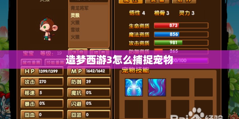 造梦西游3怎么捕捉宠物