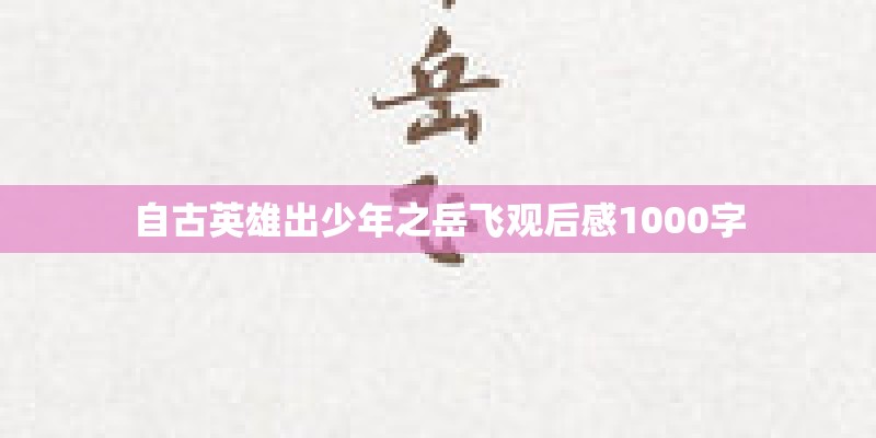 自古英雄出少年之岳飞观后感1000字