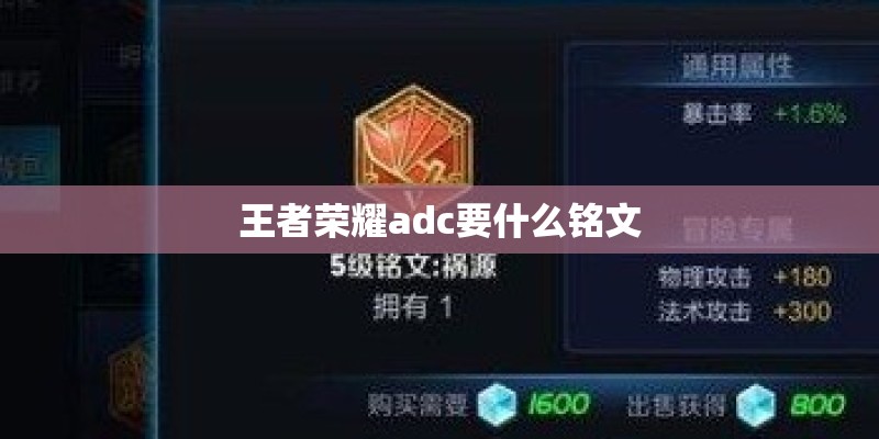 王者荣耀adc要什么铭文