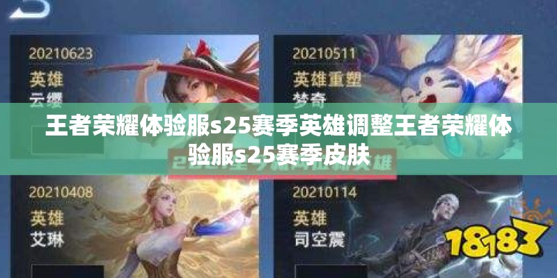 王者荣耀体验服s25赛季英雄调整王者荣耀体验服s25赛季皮肤