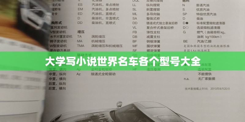 大学写小说世界名车各个型号大全