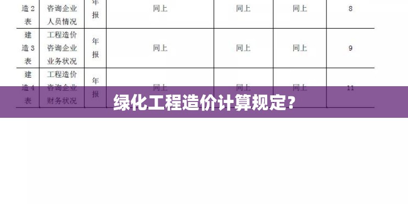 绿化工程造价计算规定？